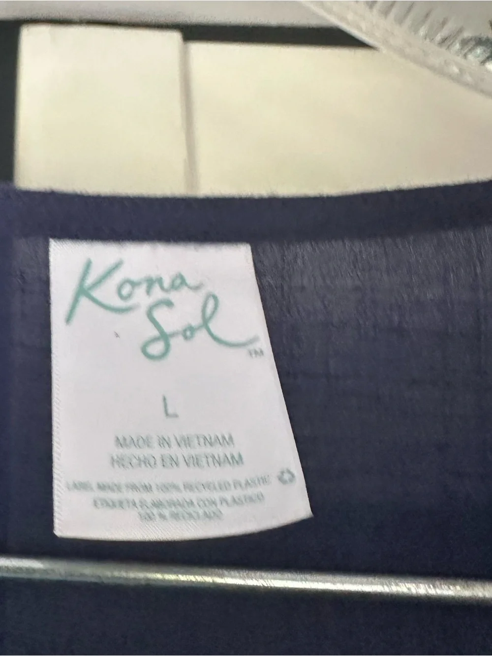 Kona Sol Navy V-Neck Cover Up Tunic with White Embroidery